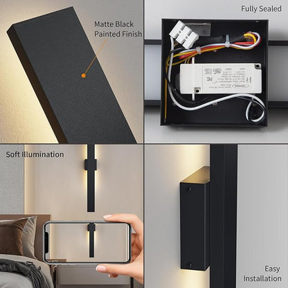 2 Pack LED Modern Outdoor Wall Lights Dimmable 3-Color Temperature 39.4in Exterior Lighting Fixtures IP65 Waterproof Outside Lights for House Hallway Garage Patio