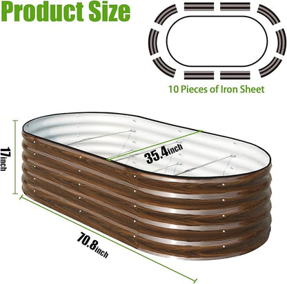 SnugNiture Galvanized Raised Garden Bed, 6x3x1.5ft Oval Metal Planter Box for Planting Outdoor Plants Vegetables
