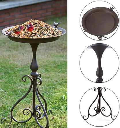 Dia 18" W*28" H Large Metal Bird Bath with Stand, Bird Baths for Outdoors, Metal Birdfeeder,for Garden Yard Decor