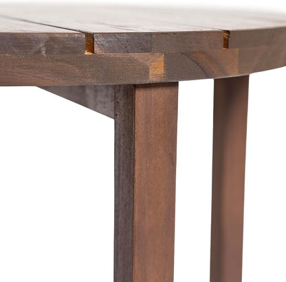 Christopher Knight Home Jara Outdoor Round Side Table, Slat Panel Small Coffee Table, Acacia Wood Side Desk for Backyard Balcony Garden, Weather Resistant Patio End Table, Dark Oak