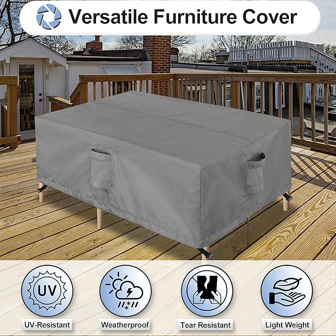 OutdoorLines Outdoor Waterproof Patio Table Furniture Set Covers - Square Couch Sectional Cover Outside Weatherproof Patio Furniture Covering for Deck, Lawn and Backyard 94" L x 94" W x 28" H, Grey