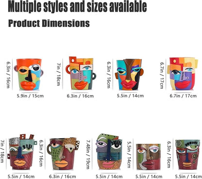 XMGZQ Abstract Cubism Face Planter,Pop Art Sculpture & Vase Decor,Unique Picasso Style Flower Pot,for 4-6 Inch Succulents & Houseplants,Drainage Hole Included,Statement Gift (Retro)