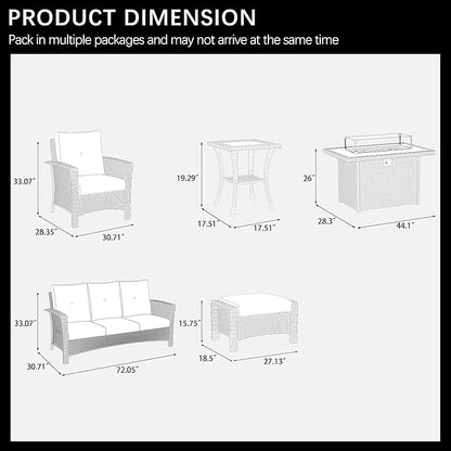 LayinSun 9 Piece Wicker Patio Furniture Set, Classis Outdoor Conversation 360 Degree Swivel Chairs Set with Coffee Table