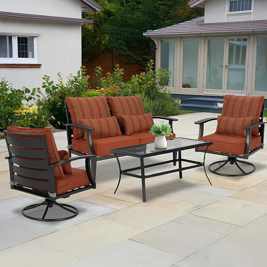Aoodor Outdoor Chair Cushion, 22 x 24 Inch Water-Resistant, Fade-Resistant Olefin Frbric Patio Seat Cushions with Removable Cover and Adjustable Straps for Outdoor Furniture, Set of 2, Red Stripes