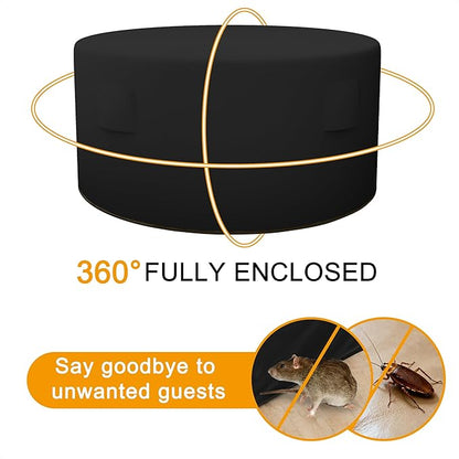 HDCAXKJ Round Patio Table Cover Waterproof Outdoor Dining Table and Chair Set Cover Heavy Duty Round Protector with Zipper Anti-Fading Cover for Outdoor Furniture (Black, 110"DIA x 39"H)
