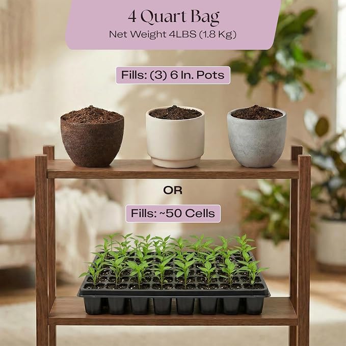 Rosy Soil Seed Starter Soil Mix - Organic Peat-Free Seedling Soil w/Worm Castings, Biochar, Mycorrhizae for Seed Germination, Microgreens, Propagation, Herbs, Vegetables, Flowers, Cuttings - 4qt