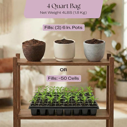 Rosy Soil Seed Starter Soil Mix - Organic Peat-Free Seedling Soil w/Worm Castings, Biochar, Mycorrhizae for Seed Germination, Microgreens, Propagation, Herbs, Vegetables, Flowers, Cuttings - 4qt