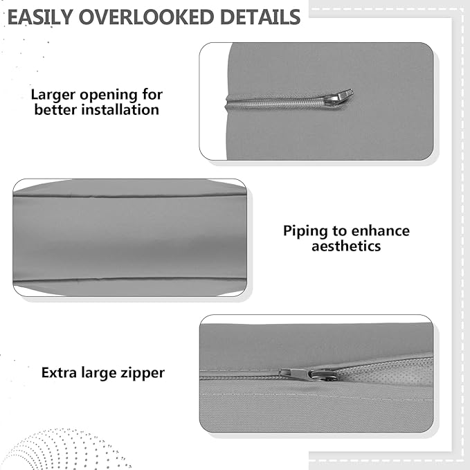 9 Piece Outdoor Patio Waterproof Cushion Covers, Fits 4-Seat Wicker Rattan Sectional Couch Chair Furniture Cover Replacement Set - Fade-Resistant Patio Cushion Covers with Zipper