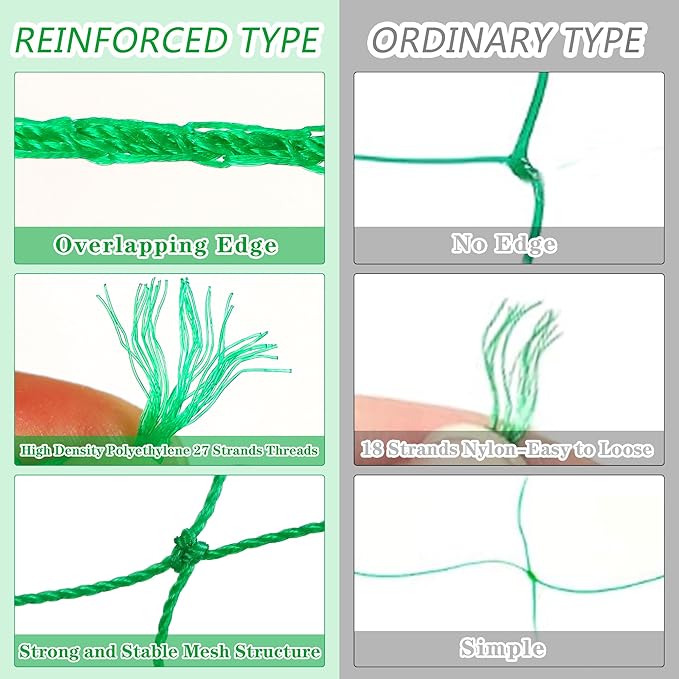 Garden Trellis Netting for Climbing Plants Outdoor Heavy Duty 27 Strands & 4x4 Inch Mesh Plant Climbing Net Strong Support for Clematis Tomatoes Cucumber Vine Plants（5.9x11.8FT）