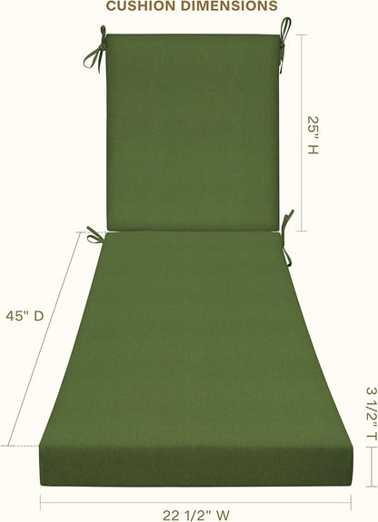 Honeycomb Outdoor Heritage Chaise, 22.5" W x 70" L, Textured Solid Artichoke Green Chair Cushion for Patio Furniture