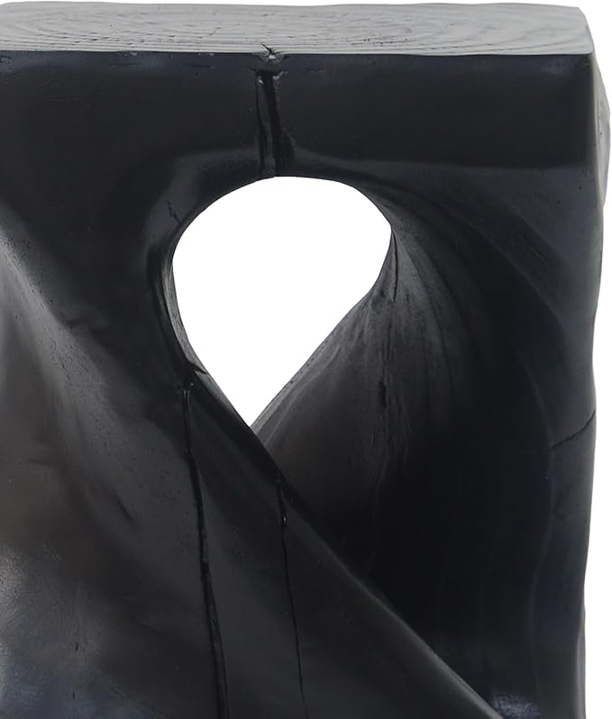 Christopher Knight Home Outdoor Side Table,Twist Shape End Table,Decorative Accent Table,Garden Stool Table for Patio Balcony Beach Pool Side,Lightweight Concrete,Wood Like Texture,Black