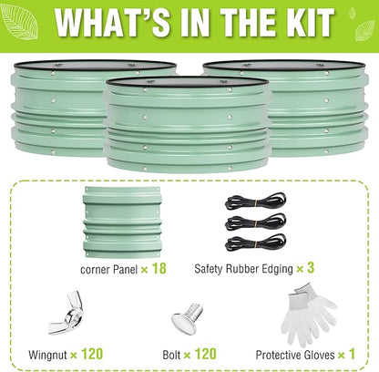 WORKPRO 3Pcs 2x2x1ft Galvanized Raised Garden Bed Set, Rust & Corrosion Protection, Easy Assembly, Safe Edge, Ideal for Vegetables & Flowers, Green