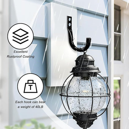 KURUI Large Metal Wall Hooks for Hanging Living Room/Bedroom/Garage, 14Pcs Garage Organization and Storage Hook for Tool Coat Backpack Bag, Black Wall Mount Hanges for Outdoor Indoor