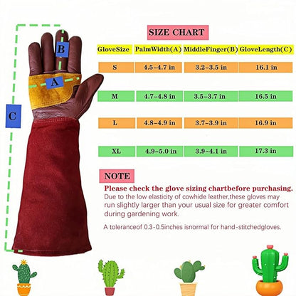 Womens/Mens Gardening Gloves for Rose and Cactus Handling,Cow Leather Garden Gloves Women/Men Thorn Proof