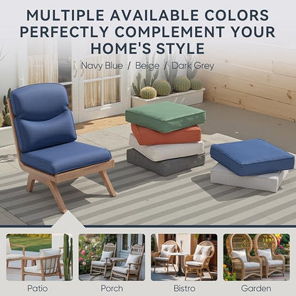 8-Piece Outdoor Patio Cushion Set - Fade & Water Resistant with Removable Olefin Cover, 22x24x4 Inch Memory Foam Cushions for Wicker Sectional Sofa – Blue/Crescent