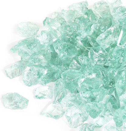 GASPRO 20 lbs Fire Glass for Propane Fire Pit, 1/2-Inch Decorative Firepit Glass Rock for Gas Fireplace, Aqua