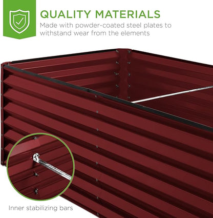 Best Choice Products 6x3x2ft Outdoor Metal Raised Garden Bed, Deep Root Box Planter for Vegetables, Flowers, Herbs, and Succulents w/ 269 Gallon Capacity - Royal Red