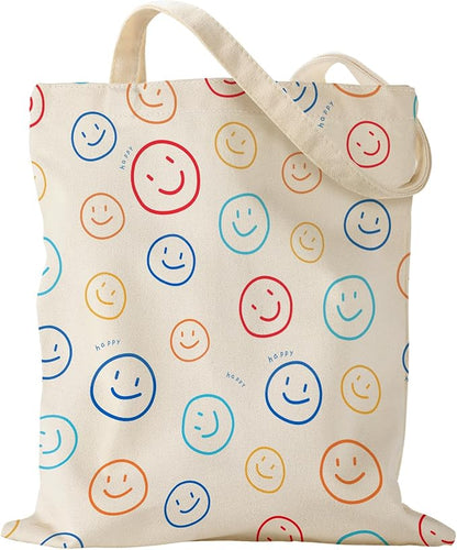 Miss Adola Aesthetic Canvas Tote Bag for Women - Sturdy Cloth Cotton Totes Bag with Pattern Shoulder Bag
