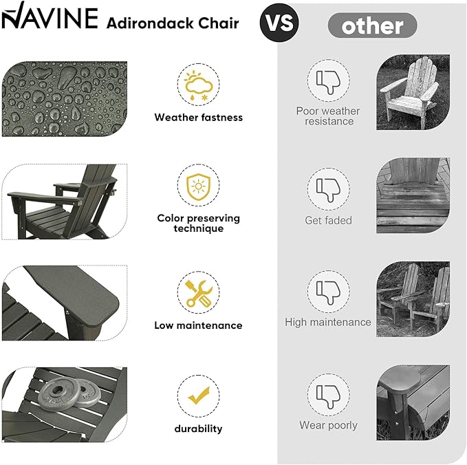 Adirondack Chair Set of 6, HDPE Folding Adirondack Chair with Multifunctional Cup Holder, Weather Resistant Fire Pit Chair for porches, patios, poolsides, Decks.