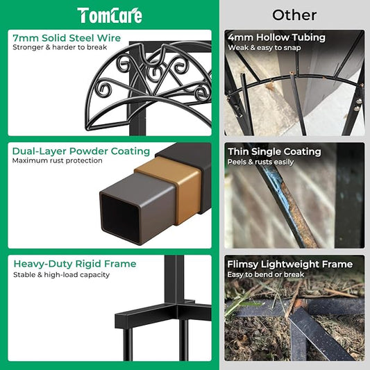 TomCare Garden Hose Holder Heavy Duty Water Hose Holder Holds 160 FT Hoses 4 Spikes Hose Reel Freestanding Hose Hanger Sturdy Hose Storage Stand for Outside Yard Lawn