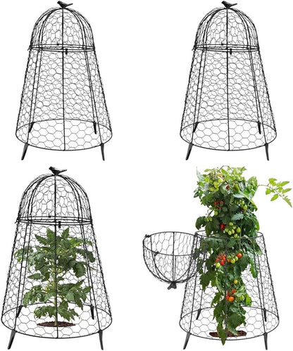 COATTOA Plant Protector Chicken Wire Cloche 4 PCS, Plant Protectors from Animals, 18.7×12 Inch Large Garden Cloches for Plants, Sturdy 2-in-1 Cloche Dome for Plants, Plant Protectors for Easy Pruning