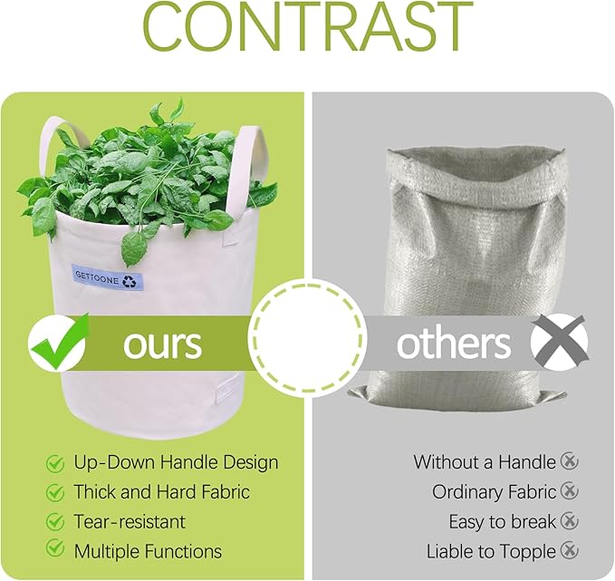 Collapsible Canvas Garden Bag 20 Gallon, Heavy Duty Reusable Lawn and Leaf Yard Waste Bag with 4 Handles, Tear-Resistant for Lawn Clippings, Storage, Moving
