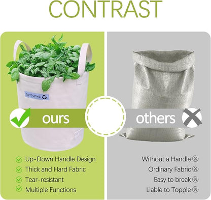 Collapsible Canvas Garden Bag 20 Gallon, Heavy Duty Reusable Lawn and Leaf Yard Waste Bag with 4 Handles, Tear-Resistant for Lawn Clippings, Storage, Moving