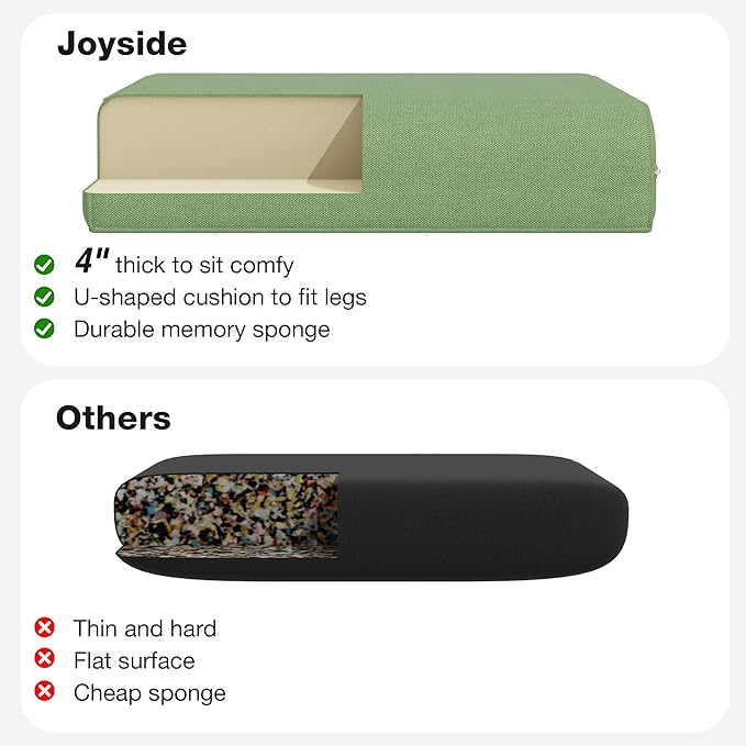 Joyside Outdoor Chair Cushions Set, 22x25/22x24 Inch Patio Furniture Deep Seat Cushions, Water Resistant & Thick Cushion, Outdoor Replacement Cushions for Seat and Sofa (Green, 3 Set)