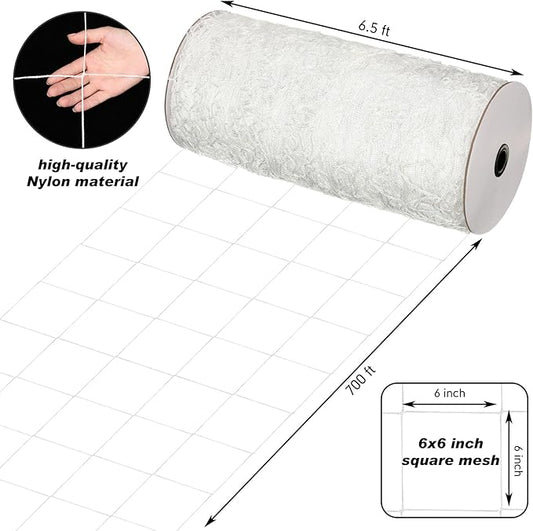 Berlune 6.5 x 700 ft Trellis Netting Roll Soft Mesh Nylon Heavy Duty Garden Trellis Netting Bulk for Climbing Plants, Grape Racks, Growing Support Bean, Pea, Tomatoes