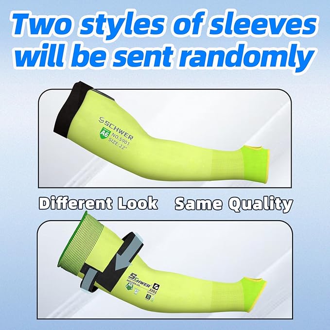Schwer ANSI A6 Cut Resistant Gardening Sleeves with Thumb Hole, 22 inch Arm Protectors for Thin Skin and Bruising, Arm Guards for Gardening, Repairing, Kitchen, Pet Grooming (1 Pair, Yellow)