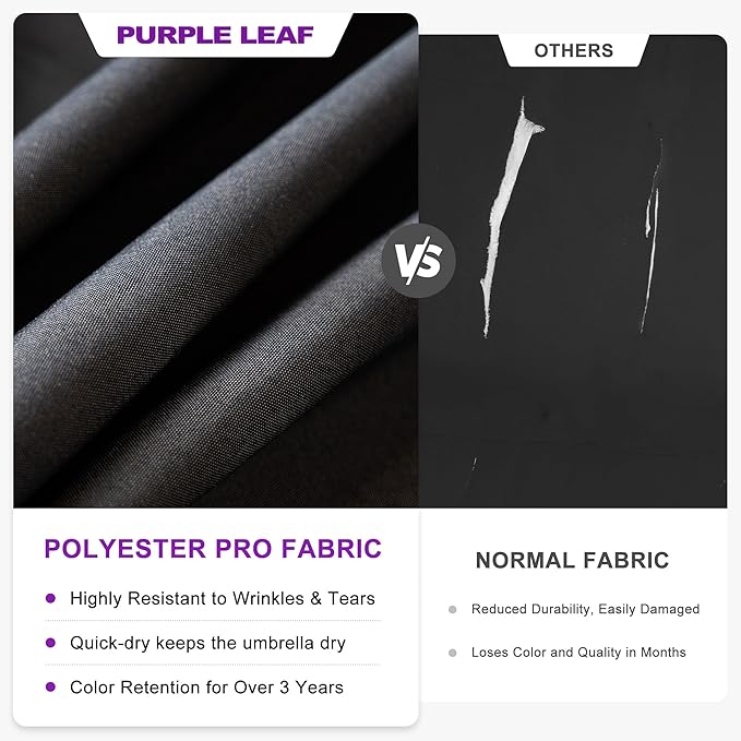 PURPLE LEAF Cantilever Patio Umbrella Outdoor Aluminum Offset Square Umbrella Windproof Heavy Duty Hanging Outside Umbrella for Deck Pool Garden