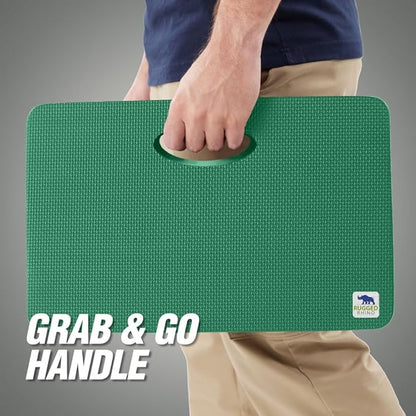 RUGGED RHINO Heavy Duty Patent Pending Kneeling Pad, Shock Absorbent Thick Knee Pads, Holds Up to 300 lbs, Protect Knees from Hard Concrete Surfaces, For Mechanics, Yard Gardening, Gym, Pine Green