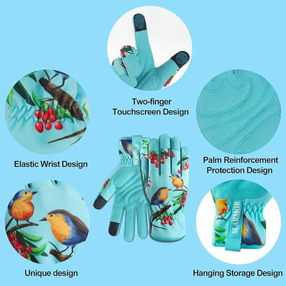 Leather-Gardening-Gloves for Women,Thorn-Proof Work-Gloves for Weeding,Digging,Planting,Pruning Yard garden Gloves