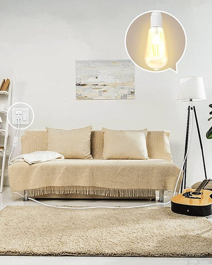 HESSION 15.6ft Plug in Pendant Light, 2-Pack Light Sockets Extension Cord, White Hanging Light Cord E26/E27 Latern Pendant Light Fixtures with ON/Off Switch