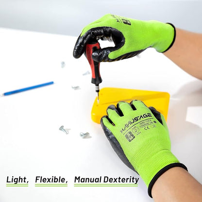 Safety Work Gloves - Protective Glove for Men & Women - Ultrathin Hand Protection - For Construction, Gardening, Landscaping - Yellow - Size M - 24 Pairs