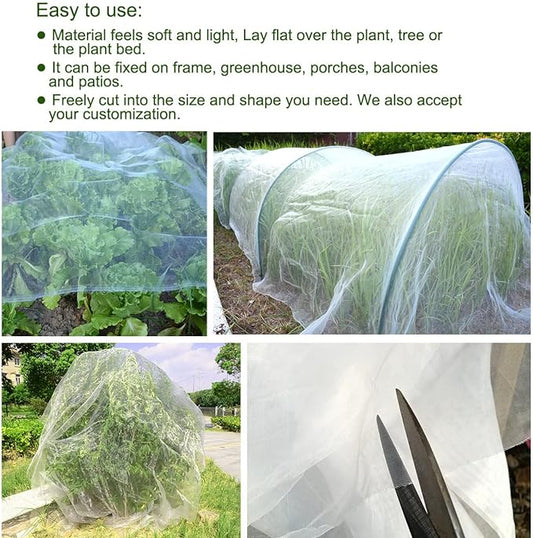 8Ftx 25Ft Mosquito Bug Insect Bird Fine Mesh Net Barrier Hunting Blind Garden Screen Netting for Protect Your Plant Fruits Flower