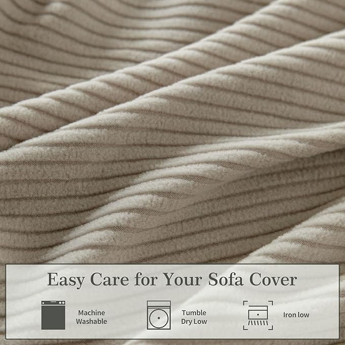 OHSIO Sectional Couch Covers, Wear Resistant Stretch Sofa Covers Washable Soft Couch Cushion Covers Anti Slip Furniture Protector Sofa Slipcovers for Pets (1 Piece Loveseat Cover, Light Brown)
