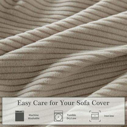 OHSIO Sectional Couch Covers, Wear Resistant Stretch Sofa Covers Washable Soft Couch Cushion Covers Anti Slip Furniture Protector Sofa Slipcovers for Pets (3 Pieces 3 Seaters Cover, Light Brown)