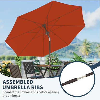 PatioKingdom 11FT Patio Umbrella,Outdoor Umbrella with Push Button Tilt and Crank,Market Table Umbrella with 8 Sturdy Fiberglass Ribs UV Protection(Orange, 11FT)