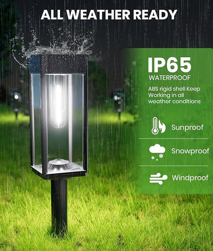 BITPOTT Solar Pathway Lights Outdoor,Bright Solar Lights for Outside, Waterproof Auto On/Off Garden Lights Solar Powered Landscape Lights for Yard Walkway Driveway Lawn (Cool White, 12 Pack)