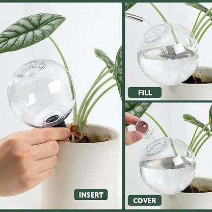 4 Pack Plant Watering Globes with Covers 17oz Self Watering Planter Insert, Plastic Water Bulbs, Indoor/Outdoor Plant Watering Devices for Automatic Drip Irrigation