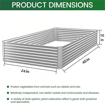 4pcs Galvanized Raised Garden Bed Outdoor,Above Ground Garden Bed for Vegetable,Metal Raised Beds for Flower,Steel Raised Beds for Gardening - 4x2ft