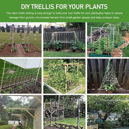 Trellis Netting, CANAGROW Heavy-Duty Garden Plant Trellis Netting for Climbing Plants, Outdoor Indoor Grow Net for Beans Tomatoes Peas Pumpkin Flowers, 6x15ft, Pack of 2