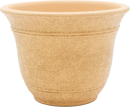 The HC Companies Sierra Round Self-Watering Pot - Lightweight Plastic Planter for Herbs & More - Durable Plant Pots for Indoor Plants & Outdoor Plants (13” Arizona Sand, Pack of 1)