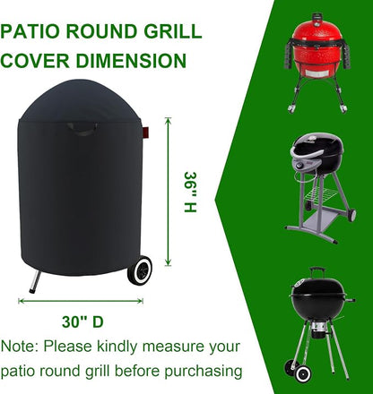 Grill Cover Fits Weber Master Touch 22" Charcoal Grill, Char-Broil TRU-Infrared Patio Bistro Gas Grill,Char-Broil Bullet Charcoal Smoker 16"/20",Kamado Joe 18" Ceramic (30" D)
