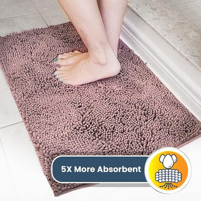 Muddy Mat® | Super Water Absorbent Door Mat Indoor, Microfiber Quick Dry Chenille Entryway Rug, Slip Resistant Front Door Mat, Indoor Mats for Entryway, Machine Washable Pet Rug, Blush Pink 3ft x 4ft