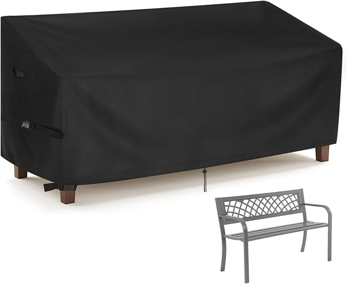 Outdoor Bench Cover for FDW Garden Benches, 46inch Patio Bench Covers Waterproof Heavy Duty for Entryway Bench/Porch Benches, Black-46x22x29in
