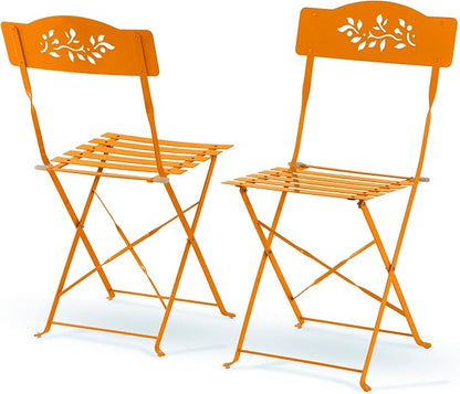 Alpine Corporation Indoor/Outdoor 3-Piece Bistro Set Folding Table and Chairs Patio Seating, Orange