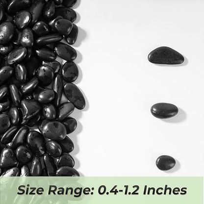 SIDONG 10 LB Black River Rocks, 0.4-1.2 Inches Highly Polished Pebbles for Indoor Plants, Decorative Stones for Plants, Fish Tank, Vases, Home Décor, Crafting, Garden Landscaping