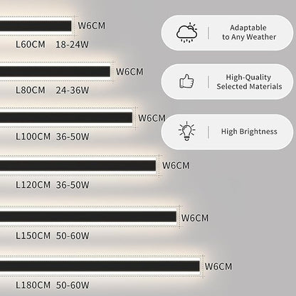 Mikeru Modern Wall Light, 3000k-6000k Dimmable Sconce 23.6inch Black Exterior Light With Remote Control, IP65 Waterproof Anti-Rust Linear Long Porch Light Outdoor